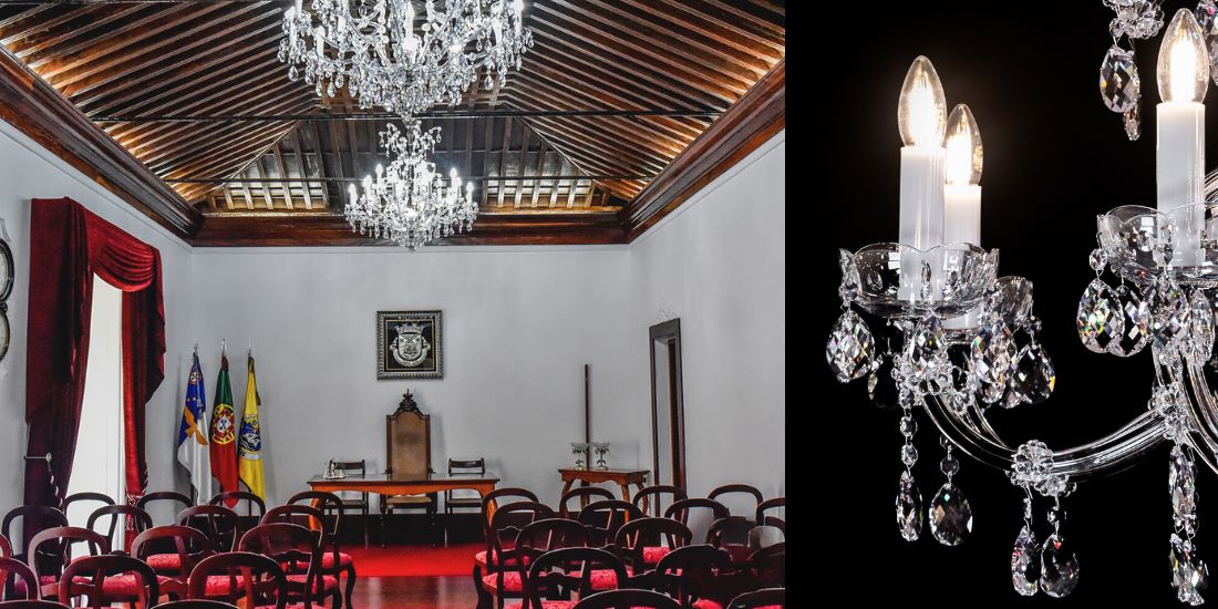 Lámparas checas decoran el ayuntamiento histórico de las Azores