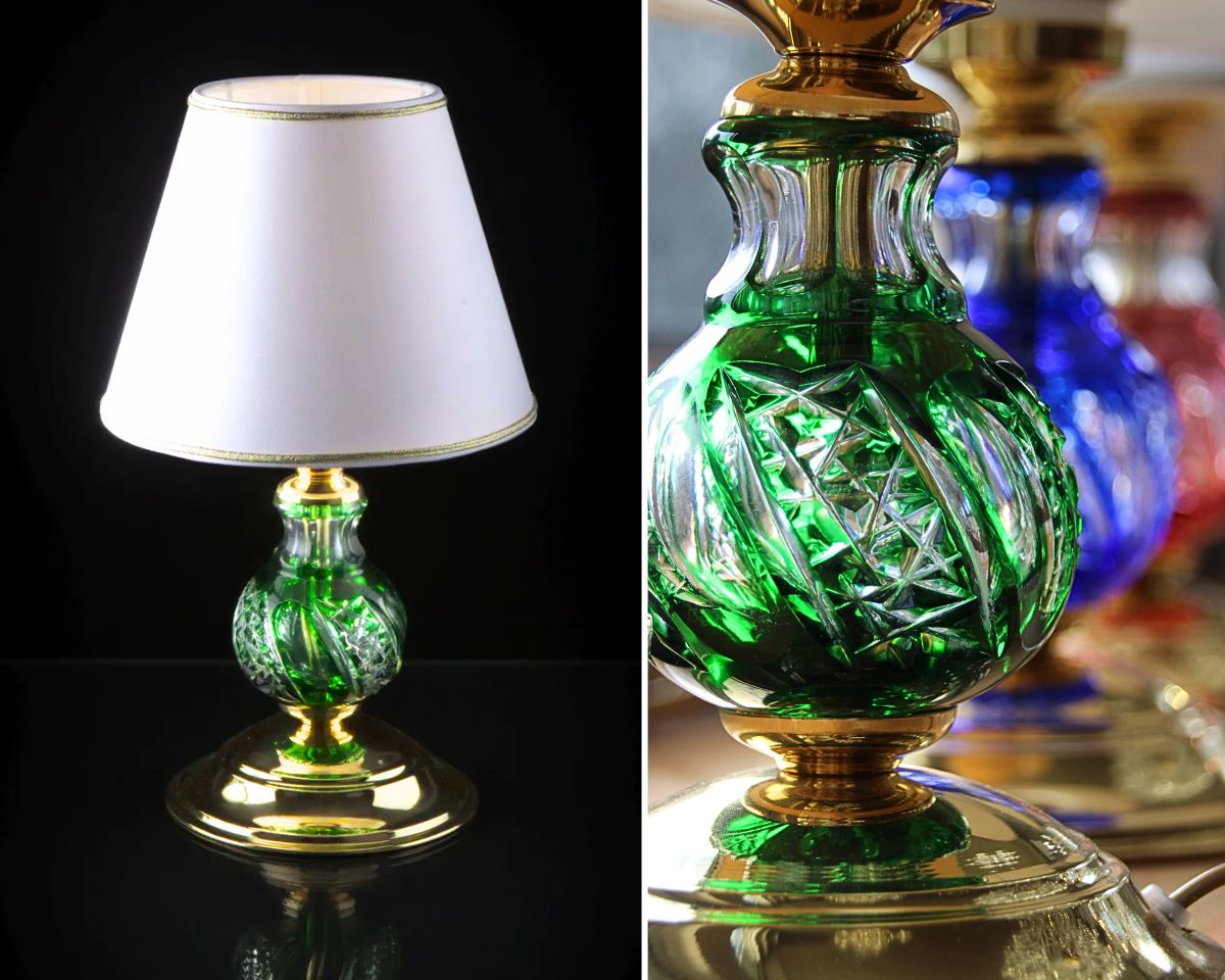 Lámpara de mesa de cristal verde ES624115