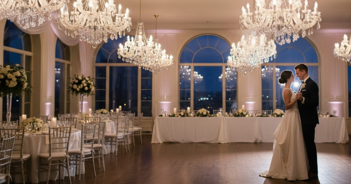 Lámparas de cristal para salones de bodas