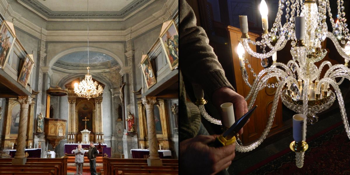 Lámpara histórica ArtCrystal Tomeš para una iglesia de Karlovy Vary, República Checa.