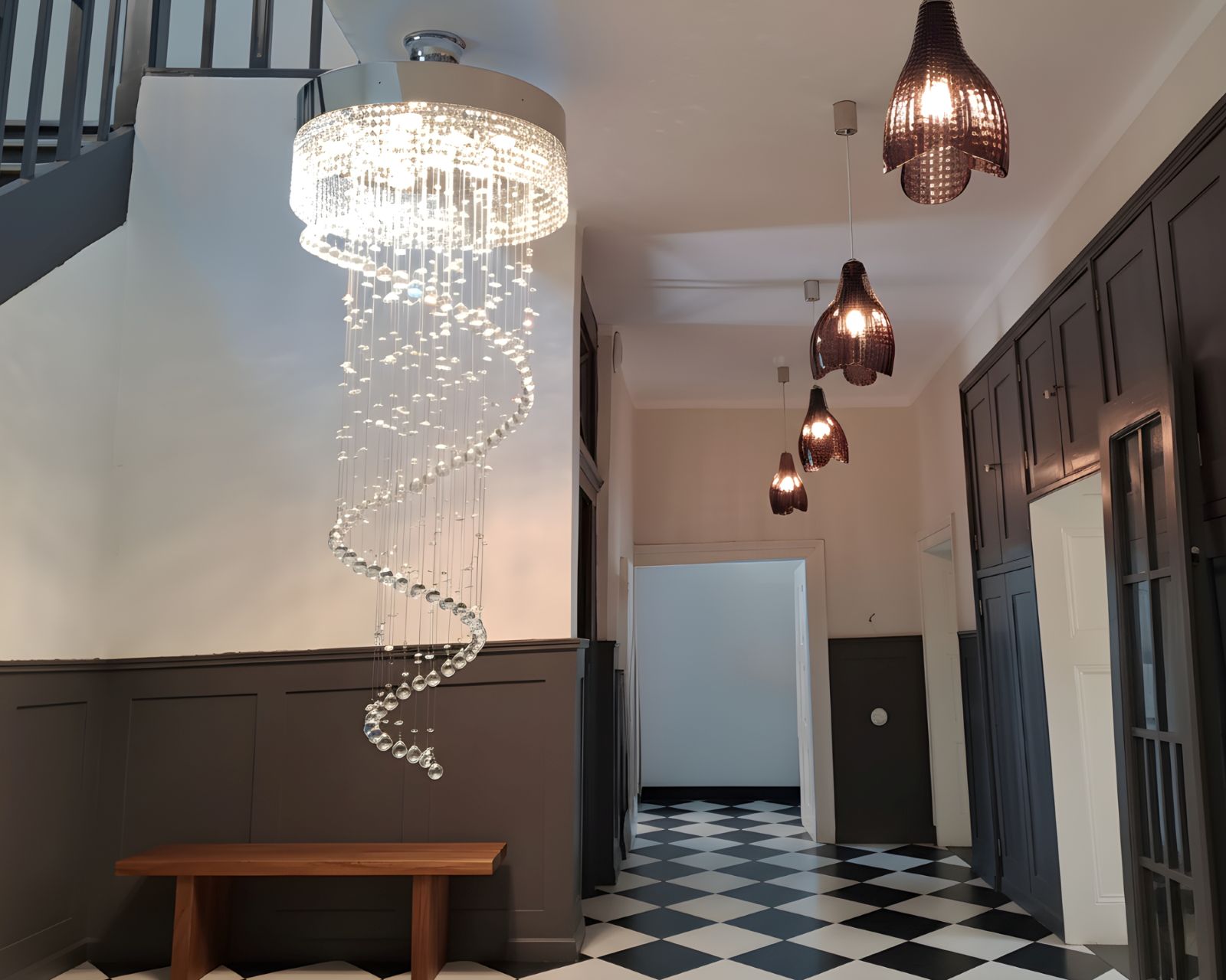 lámparas modernas con segmentos de cristal