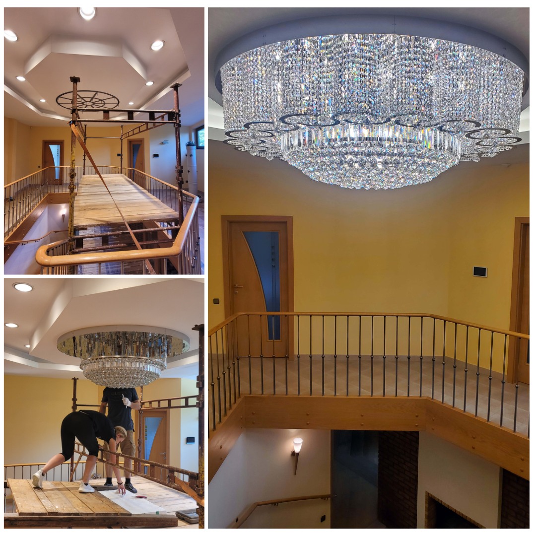 Instalación de iluminación de cristal en una villa privada