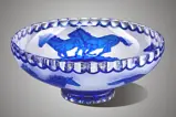 Cuenco de cristal tallado azul SEB60552305H