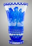 Jarrón de cristal tallado azul SEB80838305H