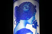 Jarrón de cristal tallado azul SEB400MP