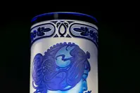 Jarrón de cristal tallado azul SEB320MP