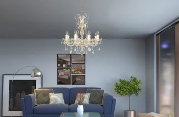 Crystal chandelier in a living room