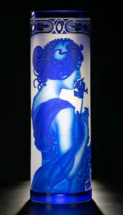 Jarrón de cristal tallado azul SEB400MP