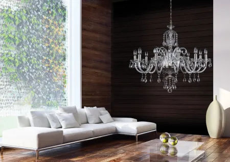Modern crystal chandelier in the living room