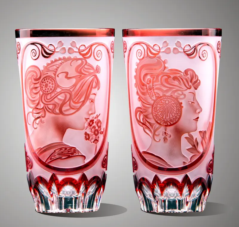 Vasos de cristal rojo A.Mucha SEB20C03290M