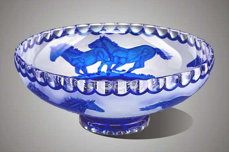 Cuenco de cristal tallado azul SEB60552305H