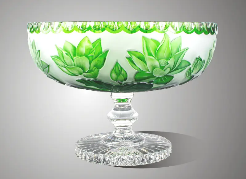 Cuenco de cristal tallado verde SEB63040330L 