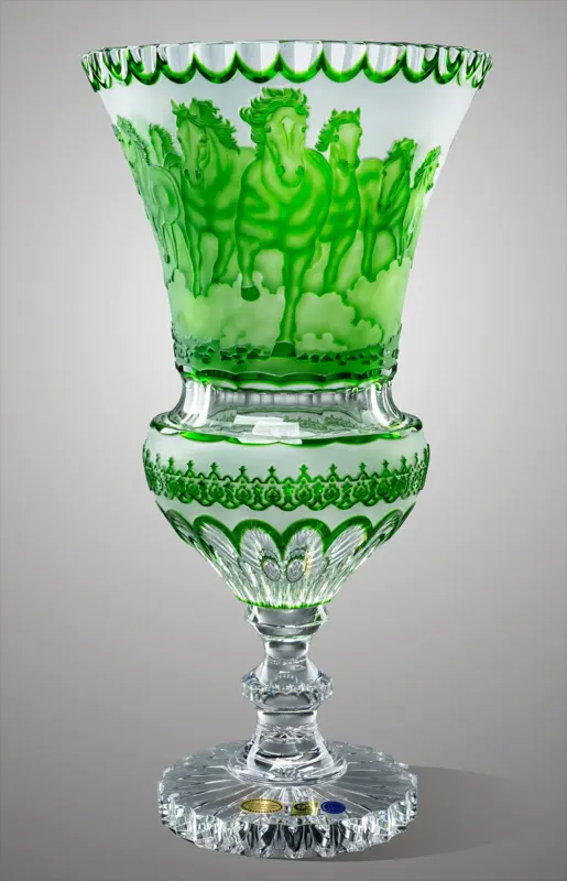 Jarrón de cristal tallado verde SEB83046360H