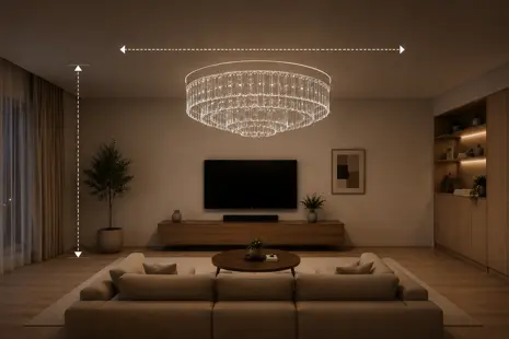 Cómo elegir una araña de cristal para el salón: guía completa de tamaño, altura y estilo