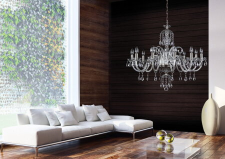 Modern crystal chandelier in the living room